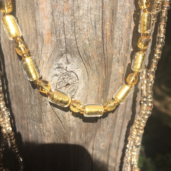 Jewelry - Glass  beaded necklaces in shades of yellow/ gold statement vintage flapper girl